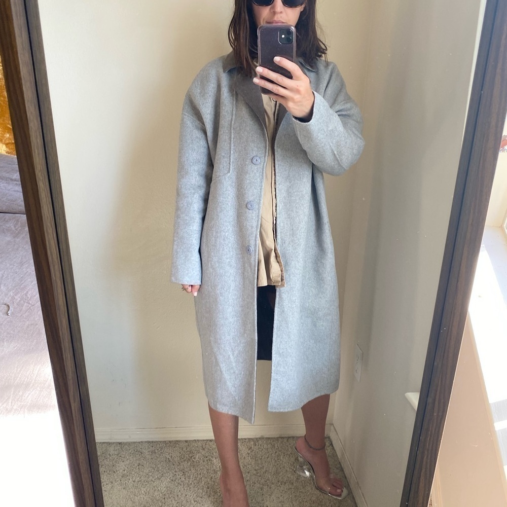 Baldwin BLDWN Women’s Wool Blend Coat Size M Grey Oversized Winter Jacket - Picture 2 of 6